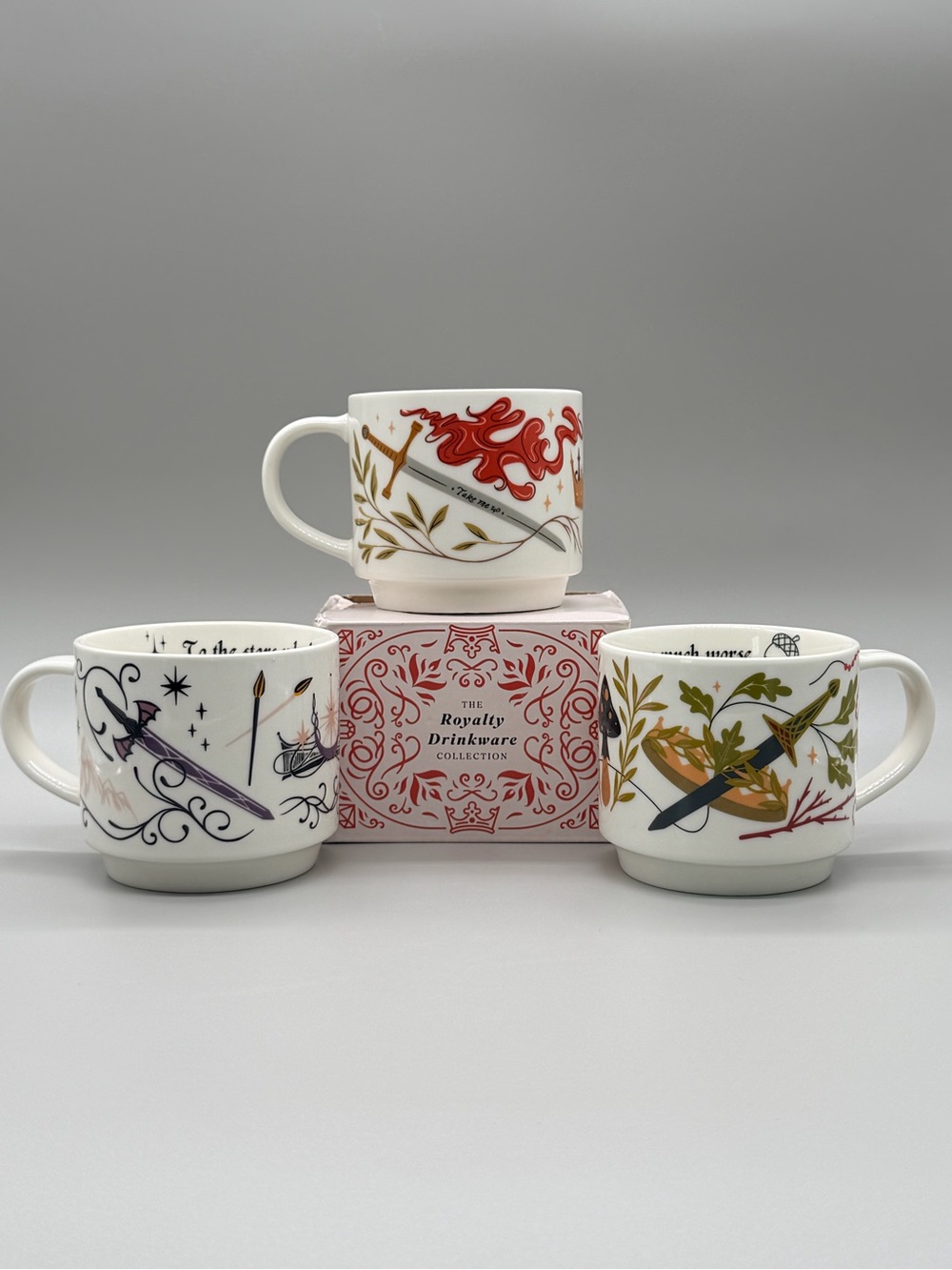 OwlCrate Royalty Drinkware Mug Set of 3 New ACOTAR Cruel Prince Legendborn Book